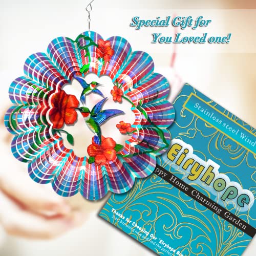 Hummingbird Wind Spinner, 12-Inch 3D Kinetic Metal Wind Spinners - color: Mandala Hummingbird