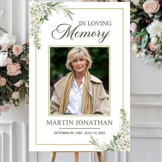 Personalized Funeral Welcome Signs, Celebration Of Life Yard Sign, Celebration of Life Decoration, Custom Memorial Sign, Minimalist Memorial Sign With Photo, Memory Signs For Funerals#17 - color: Design 17