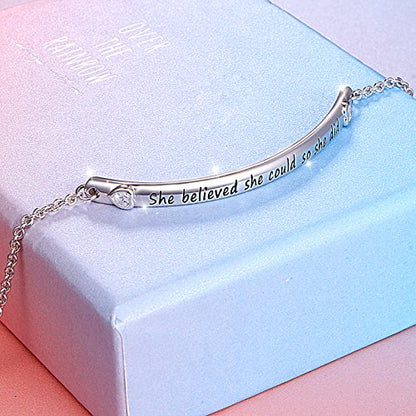 DAOCHONG Sterling Silver Bracelets for Women Engraved Message Mantra Bangle Bracelets Friend Encouragement Gift for Her - style: A-She believed she could so she did bracelet
