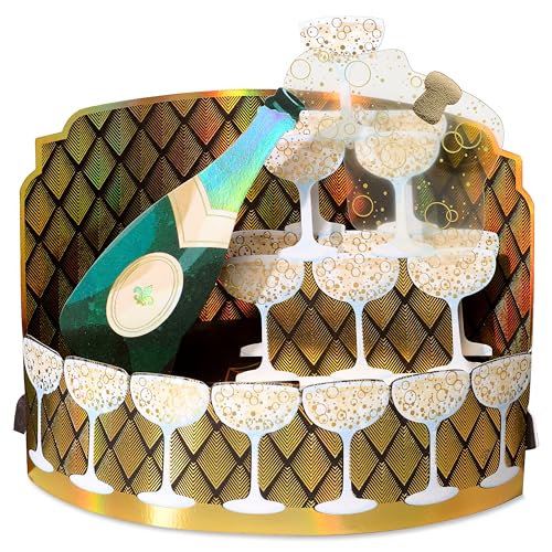 Papyrus Blank Pop-Up Card for Weddings, Engagement, Anniversary and all Occasions (Champagne Toast) - color: FSC Champagne Displayable
