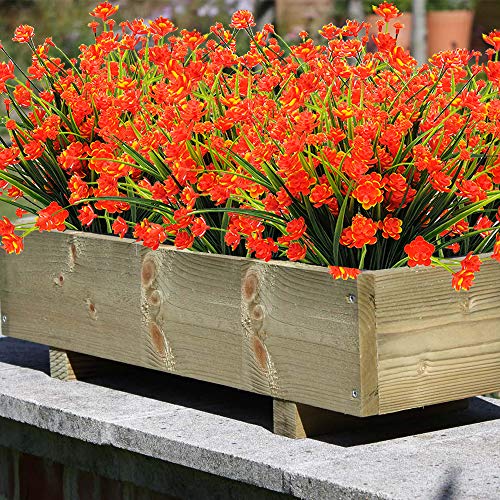 Grunyia 10 Bundles Artificial Daffodil Outdoors Flowers (Orange) - color: Orange-daffodil