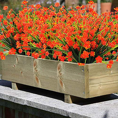 Grunyia 10 Bundles Artificial Daffodil Outdoors Flowers (Orange) - color: Orange-daffodil