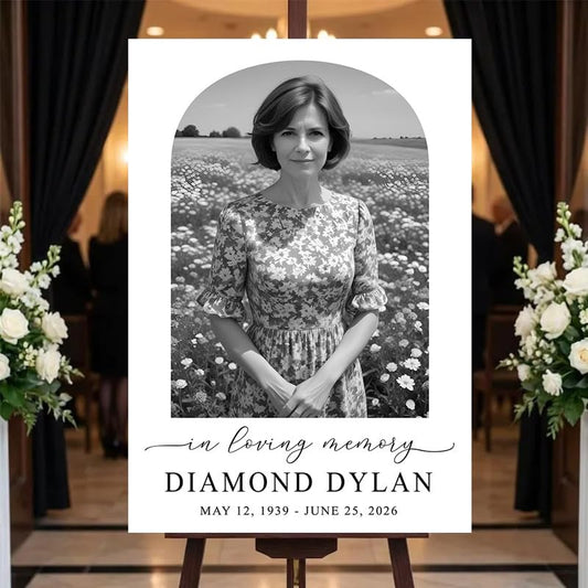 Custom Funeral Welcome Sign with Photo, Celebration of Life Memorial Board, Personalized Outdoor Yard Decoration, Garden Tribute Display, In Loving Memory Keepsake for Family and Loved Ones #13 - color: Version #13