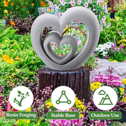 Suzile Nesting Heart Garden Sculpture Resin Outdoor Garden Statues 13.39 x 12.2 x 3.15 Inches Memorial Statues for Grave Cemetery Tombstone Patio Lawn Backyard Yard 4th of July Gift Decoration