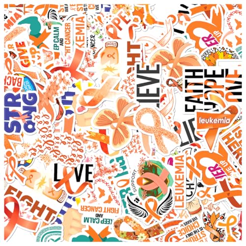 Leukemia Cancer Awareness Ribbon Quote Design 50pcs Vinyl Support Stickers Pack for Survivors Fighters Family Laptops Water Bottles Scrapbooking Bumper Hard Skateboard Car - color: Cancer Awareness 1