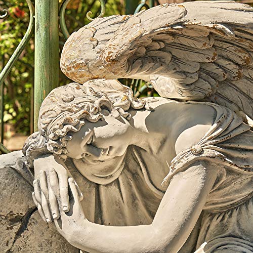 Zaer Ltd. Large Magnesium Angel Statues (Outdoor Safe) (35”T Napping On Bench Seraphina) - size: 35"T Napping On Bench "Seraphina"