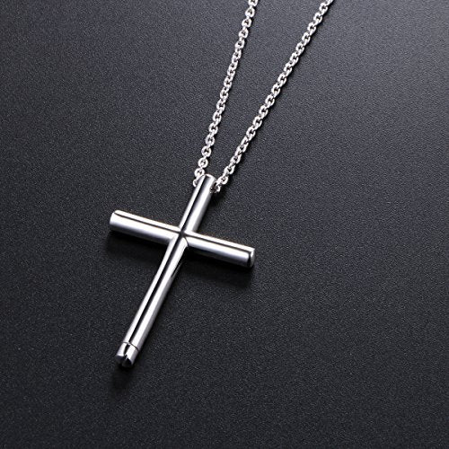 S925 Sterling Silver Urn Ashes Keepsake Cremation Memorial Necklace Jewelry - style: Cross Urn.