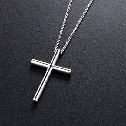 S925 Sterling Silver Urn Ashes Keepsake Cremation Memorial Necklace Jewelry - style: Cross Urn.