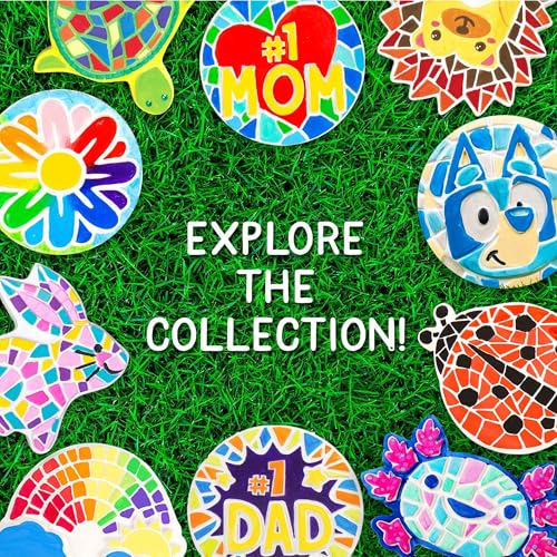 Creative Roots Paint Your Own Stepping Stone Kit, Axolotl | DIY Garden Stepping Stone Activity, Arts and Crafts Project for Kids, Includes Pre-Cast Ceramic and Paints - style: Axolotl
