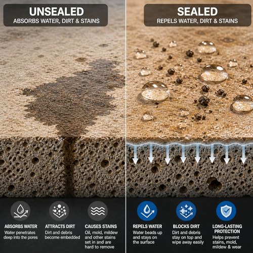 Wet Look Stone & Concrete Sealer, High Gloss for Pavers & Patios, 1 Quart | For Pavers & Patios, 1 Quart - style: 1-Quart