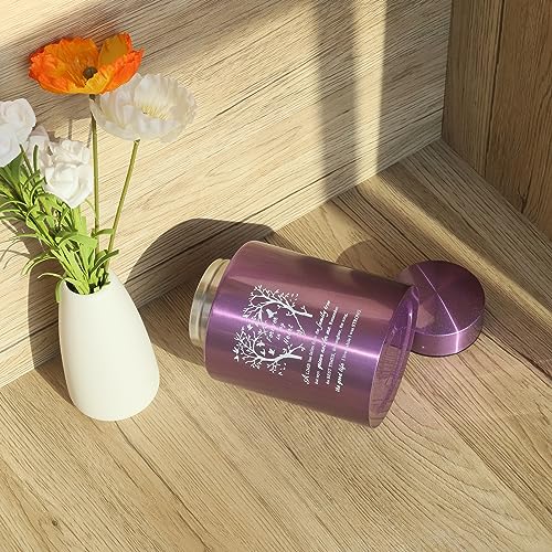 6 Inches Small Urn for Human Ashes Stainless Purple Mini Cremation Urn Small Keepsake Urn Memorial Ashes Container-Purple - size: Heart Tree-Purple