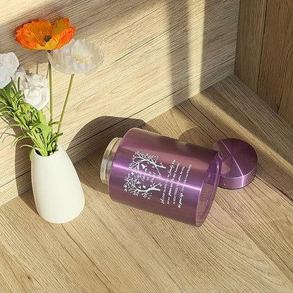 6 Inches Small Urn for Human Ashes Stainless Purple Mini Cremation Urn Small Keepsake Urn Memorial Ashes Container-Purple - size: Heart Tree-Purple