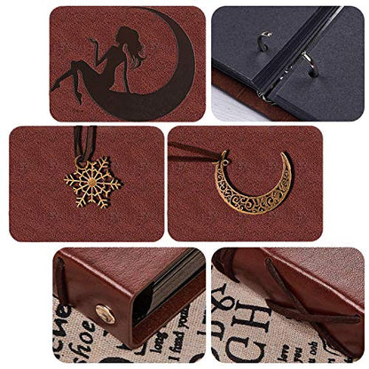 AIOR Scrapbook Photo Album 60 Pages Memory Book Leather Scrap Book DIY Guest Photo Book Wedding Travel Memory Album for Graduation Birthday Gifts (Moon Fema) - style: Moon Fema