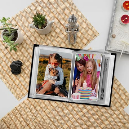 Performore Photo Book Album - 2 Pack of 4x6 Photo Albums - Small Photo Album Binder, Customizable Front Cover, Baby Photo Albums with 24 Photo Pockets, Holds 48 Pictures (Black)