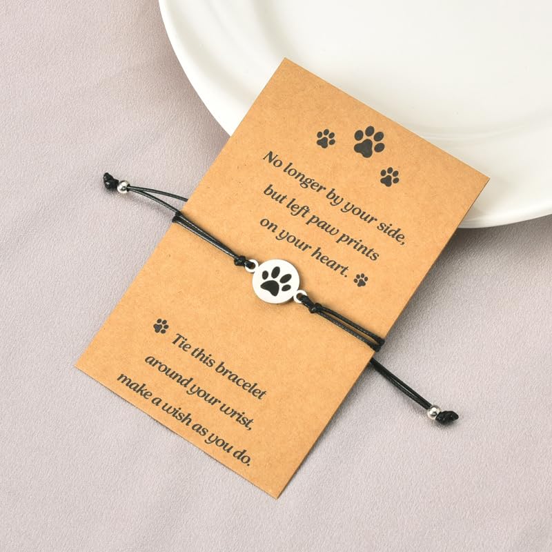 Sisadodo Loss of Dog Cat Sympathy Gifts for Men Women Cat Dog Paw Bracelet for Cat Dog Lover Gifts for Friends Paw Print Bracelets