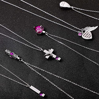 Jexine 10 Pcs Urn Necklace Cremation Jewelry for Men - color: Purple