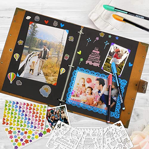 ZEEYUAN Leather Scrapbook Album 60 Pages Love Memory Photo Album 8.5x11 inch, Travelling Journal Scrap Book Family Scrapbook Scrapbooking Supplies Kits Gift for Couples Anniversary Wedding - color: Grayish-blue