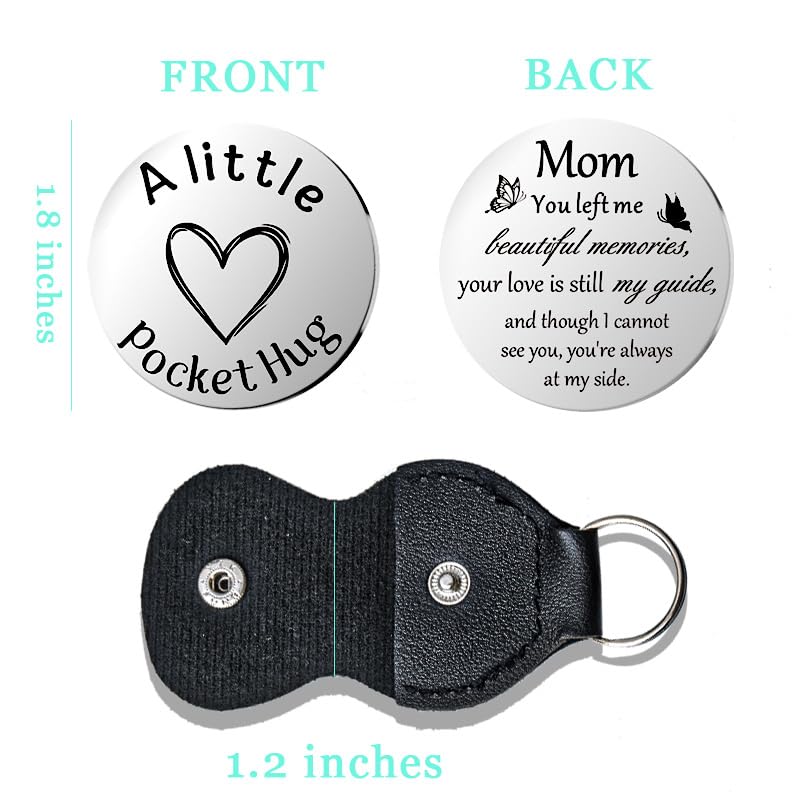 Pocket Hug Token for Women Mom Friend Birthday gifts for Her Him Long Distance Gifts for Men Dad Son Inspirational Keychain - color: Mom You Left Me