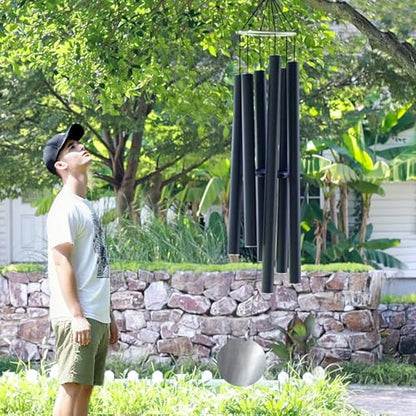 ASTARIN 78 Inch Wind Chimes for Outside with 6 Tubes Tuned Relaxing Melody - size: 78”-Black