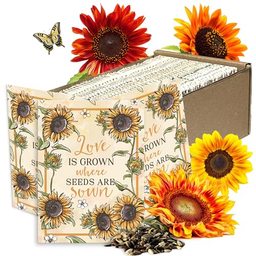 Seed Needs Sunflower Seed Packet Gift Favors for Weddings & Bridal Showers - size: 100 Packs, style: FAV-001