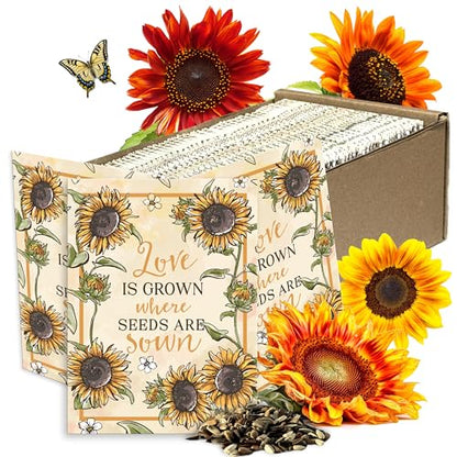 Seed Needs Sunflower Seed Packet Gift Favors for Weddings & Bridal Showers - size: 100 Packs, style: FAV-001