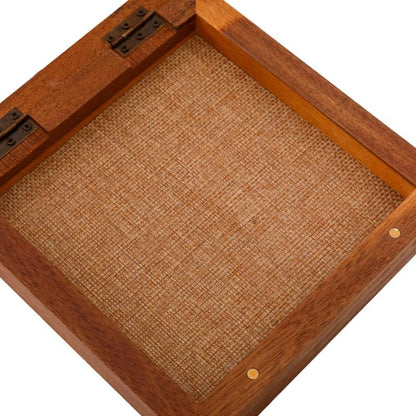 6x6 Small Shadow Box Frame, Acacia Wood Keepsake Display Case, Brown | Solid acacia wood, clear acrylic front, linen pin board, mini display case for photos, pins, coins, flowers and keepsakes - size: 6x6