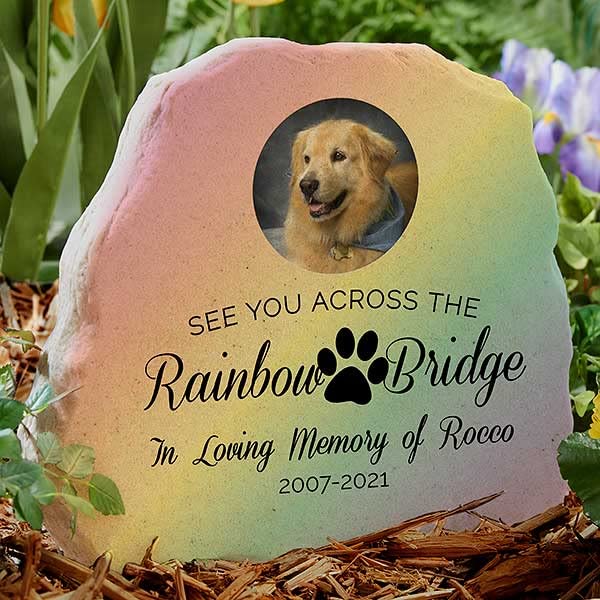 Personalization Universe Rainbow Bridge Pet Memorial Personalized Photo Garden Stone