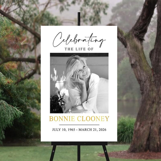 Personalized Funeral Welcome Sign, Custom Memorial Yard Sign, Celebration of Life Decoration, Tribute Poster with Multiple Photos, In Loving Memory Sign for Funeral Service #3 - color: Version #3