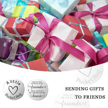 Pocket Hug Token for Women Men Him Birthday Inspirational Gifts for Daughter Friend Long Distance Gifts for Wife Mom - color: Friends Connected By Heart