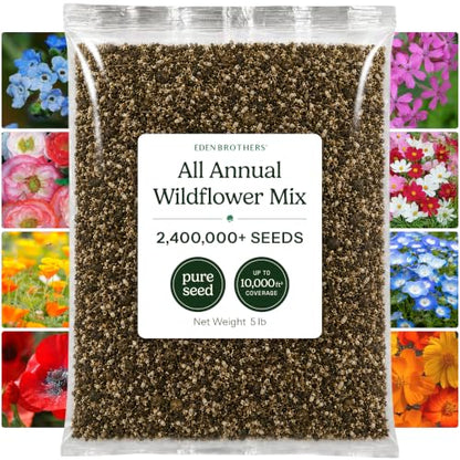 Eden Brothers All Annual Wildflower Mixed Seeds for Planting, 5 lb - size: 5 Pounds, style: All Annual