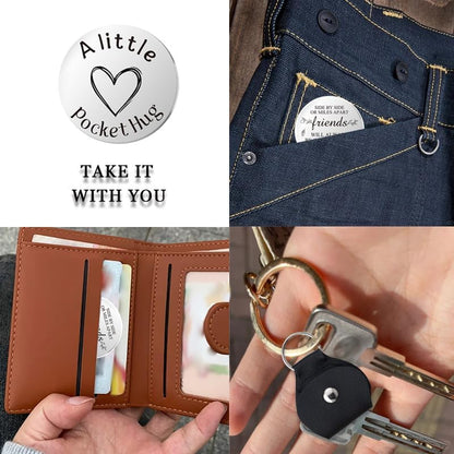 Pocket Hug Token for Women Men Him Birthday Inspirational Gifts for Daughter Friend Long Distance Gifts for Wife Mom - color: Friends Connected By Heart