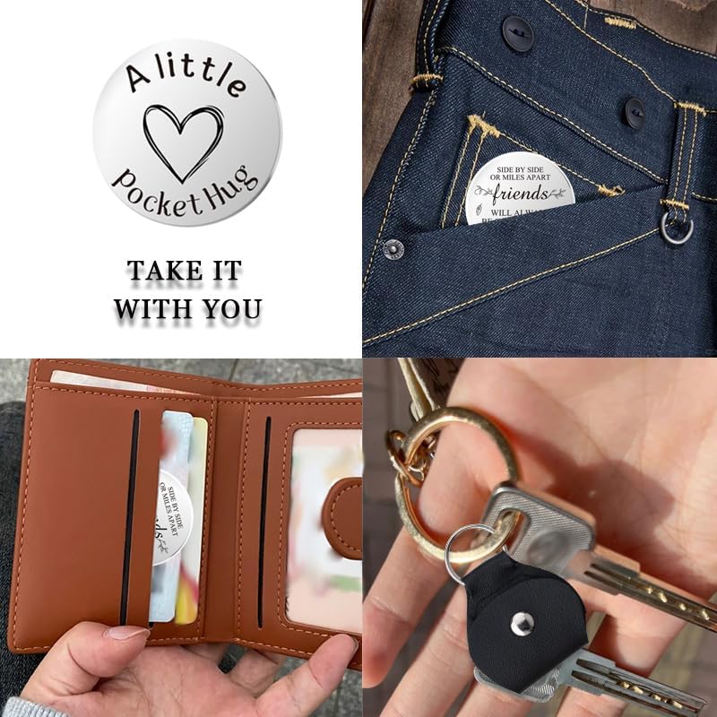 Pocket Hug Token for Women Men Him Birthday Inspirational Gifts for Daughter Friend Long Distance Gifts for Wife Mom - color: Friends Connected By Heart