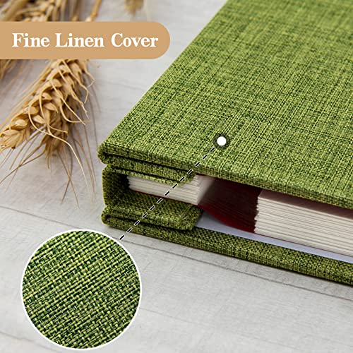 potricher Self Adhesive Photo Album 40 Pages, Linen cover, Green | Photo Album Self Adhesive 4x6 5x7 8x10 Pictures, Linen Cover DIY Scrapbook Albums for Family, Wedding, Baby, Anniversary - color: Green, size: 11x10.6 Inches 40 Pages