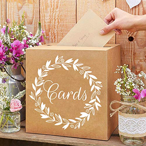 KALEFO Kraft Wedding Card Box for Reception Tables | Cardboard post box collects cards and envelopes at weddings, showers, anniversaries and reception gift tables