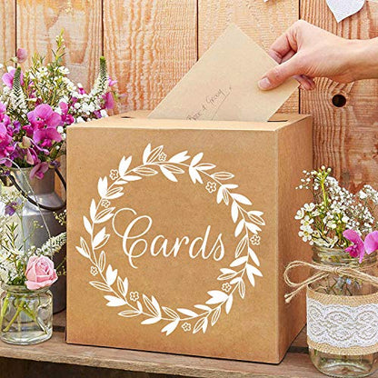 KALEFO Kraft Wedding Card Box for Reception Tables | Cardboard post box collects cards and envelopes at weddings, showers, anniversaries and reception gift tables
