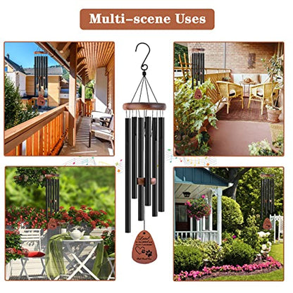 Dog Memorial Gifts, 28" Pet Memorial Wind Chimes, Loss of Dog Sympathy Gift, Pet Loss Passing Away Remembrance Bereavement Gift - color: A-water-black
