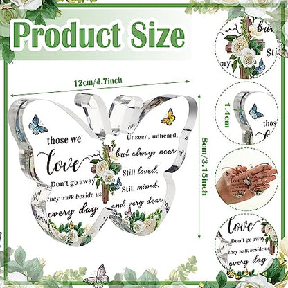 Bucherry Sympathy Gift Loss of Loved One Acrylic Butterfly Memorial, Flower | Bereavement Keepsake with Dried Flowers, Remembrance Funeral Condolences in Memory of Loss Loved Mom Dad Husband Grandma
