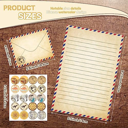 TaoBary 160 Pcs Vintage Airmail Stationery Paper and Envelopes Set - size: 5.5 x 8.25 Inch, style: Vintage Airmail
