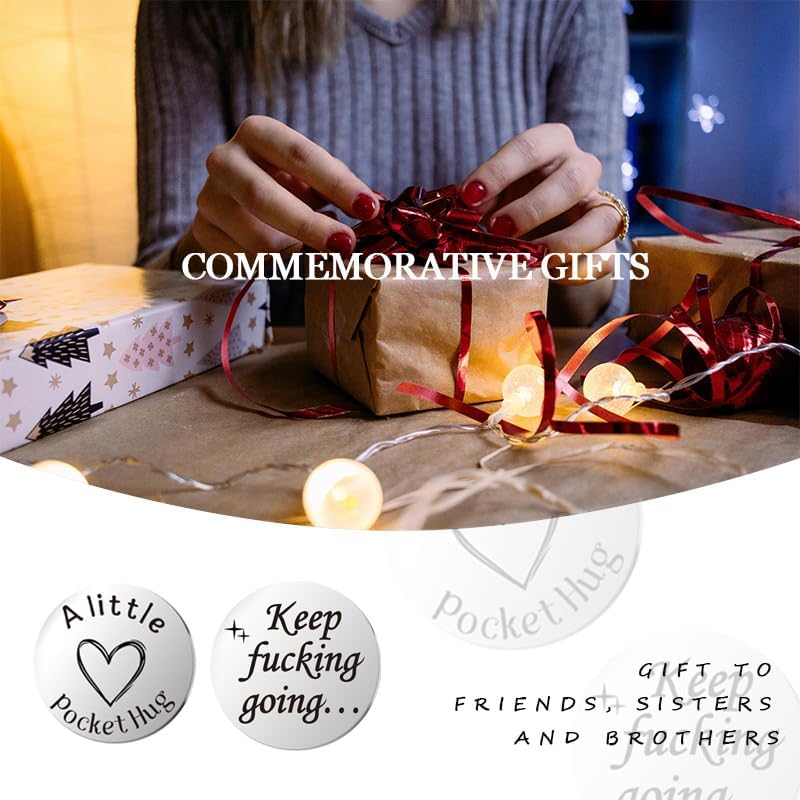 Pocket Hug Token for Women Men Him Birthday Inspirational Gifts for Daughter Friend Long Distance Gifts for Wife Mom - color: Keep Fucking Going