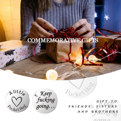 Pocket Hug Token for Women Men Him Birthday Inspirational Gifts for Daughter Friend Long Distance Gifts for Wife Mom - color: Keep Fucking Going