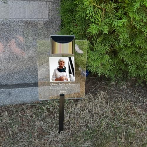 Beautiful Life Loved One In Our Heart Personalized Memorial Garden Stake Marker Photo LED Sympathy Gift In Loving Memory Remembrance Condolence Picture Light Up Plaque Sign Tombstone Grave Cemetery