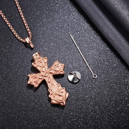 925 Sterling Silver Celtic Cross Urn Necklace for Ashes - color: gold-a