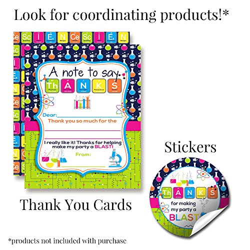 Amanda Creation Science Lab Themed Birthday Party Fill in Invitations set of 20 with envelopes - style: Science Lab