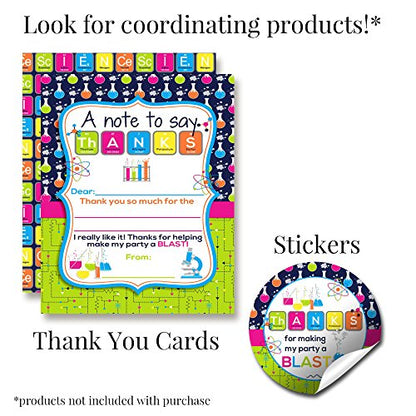 Amanda Creation Science Lab Themed Birthday Party Fill in Invitations set of 20 with envelopes - style: Science Lab