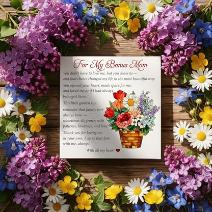 Bonus Mom Acrylic Suncatcher with Card, Bonus Mom Gifts from Daughter Son, for Stepmom Bonus Mom, Birthday Gifts for Stepmom, Stepmother - color: Bonus Mom