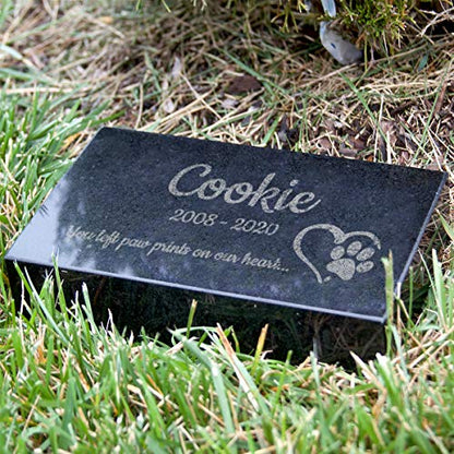 Black Granite Memorial Headstone for Lost Loved Ones, Dogs, Cats, and Family Pets. " Great for Your Garden, Tree Dedication, or in a Cemetery. Includes your personal text and photo (8 x 4 x 1") | Includes photo and text for lost loved ones, dogs, cats, an
