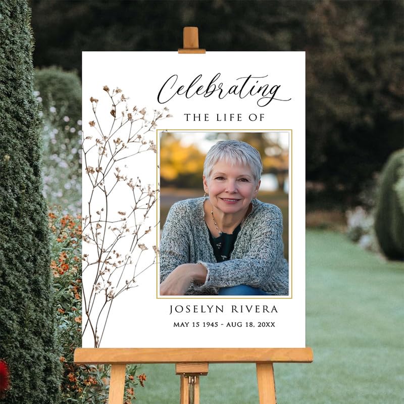 Celebrating the Life Memorial Sign Personalized - Funeral Welcome Sign, Celebration of Life Poster with Picture, Funeral Photo Display Board, In Loving Memory, Forever In Our Hearts Canvas #15 - color: Version #15