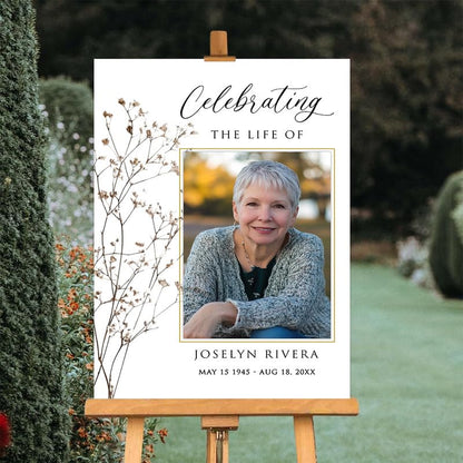 Celebrating the Life Memorial Sign Personalized - Funeral Welcome Sign, Celebration of Life Poster with Picture, Funeral Photo Display Board, In Loving Memory, Forever In Our Hearts Canvas #15 - color: Version #15