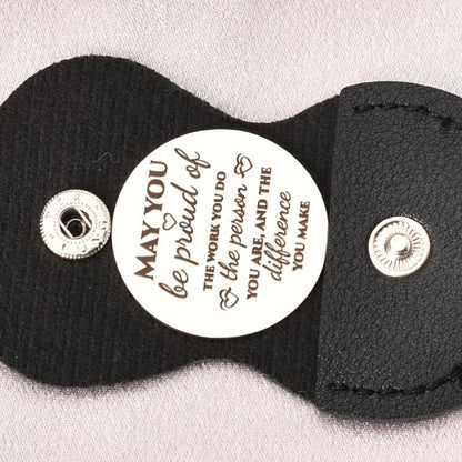 Sisadodo Pocket Hug Token Long Distance Relationship Keepsake Gifts for Women Birthday Christmas Gifts With Leather Keychain - color: May You Be Proud of the Work You Do