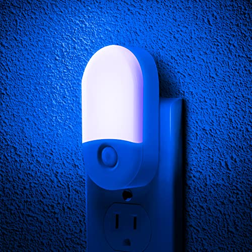 L LOHAS LED Blue Night Light, Night Lights Plug into Wall[2 Pack], 0.6W LED | Nightlight, Dusk to Dawn Sensor, 30/60LM Adjustable Brightness, Automatic Night Light for Kid, Bathroom, Nursery, Hallway - color: Blue, size: 2 Count (Pack of 1)